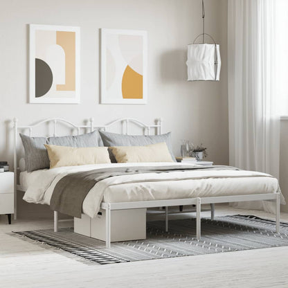 Metal Bed Frame without Mattress with Headboard White 180 cm 200 cm
