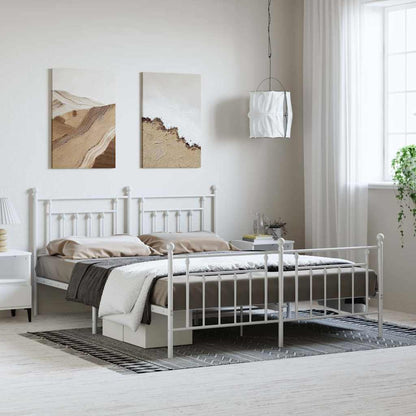 Metal Bed Frame without Mattress with Footboard with Headboard & Footboard White 183 cm 213 cm