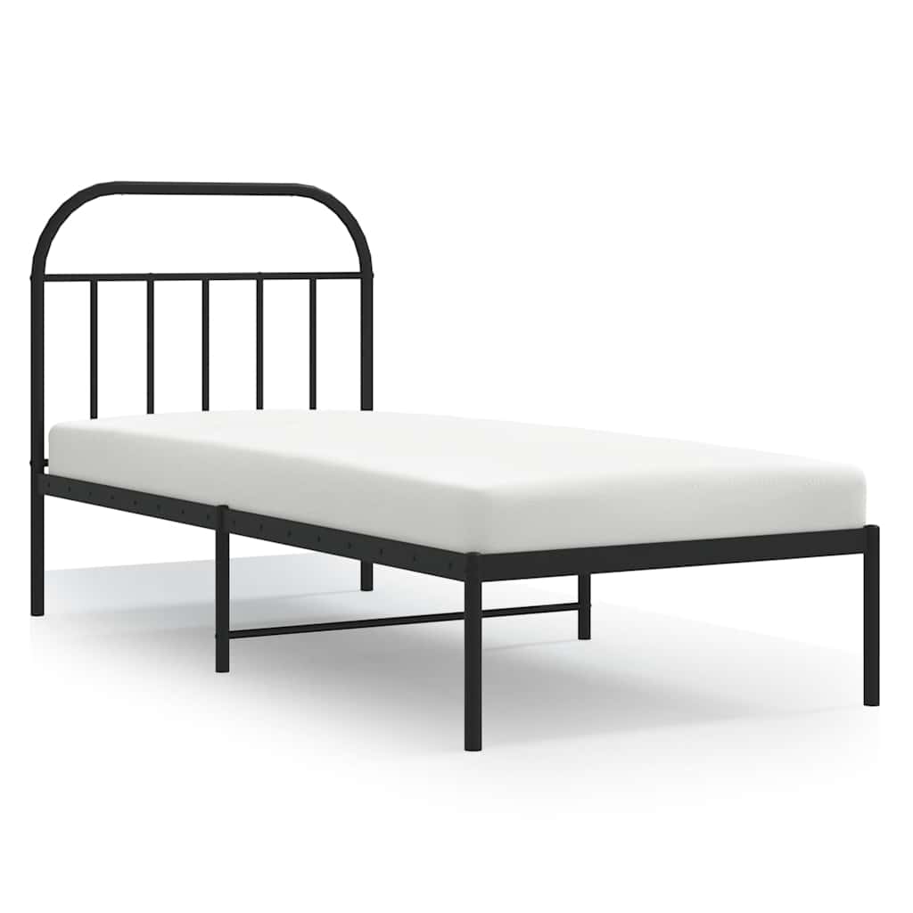 Metal Bed Frame without Mattress with Headboard Black 90 cm 200 cm