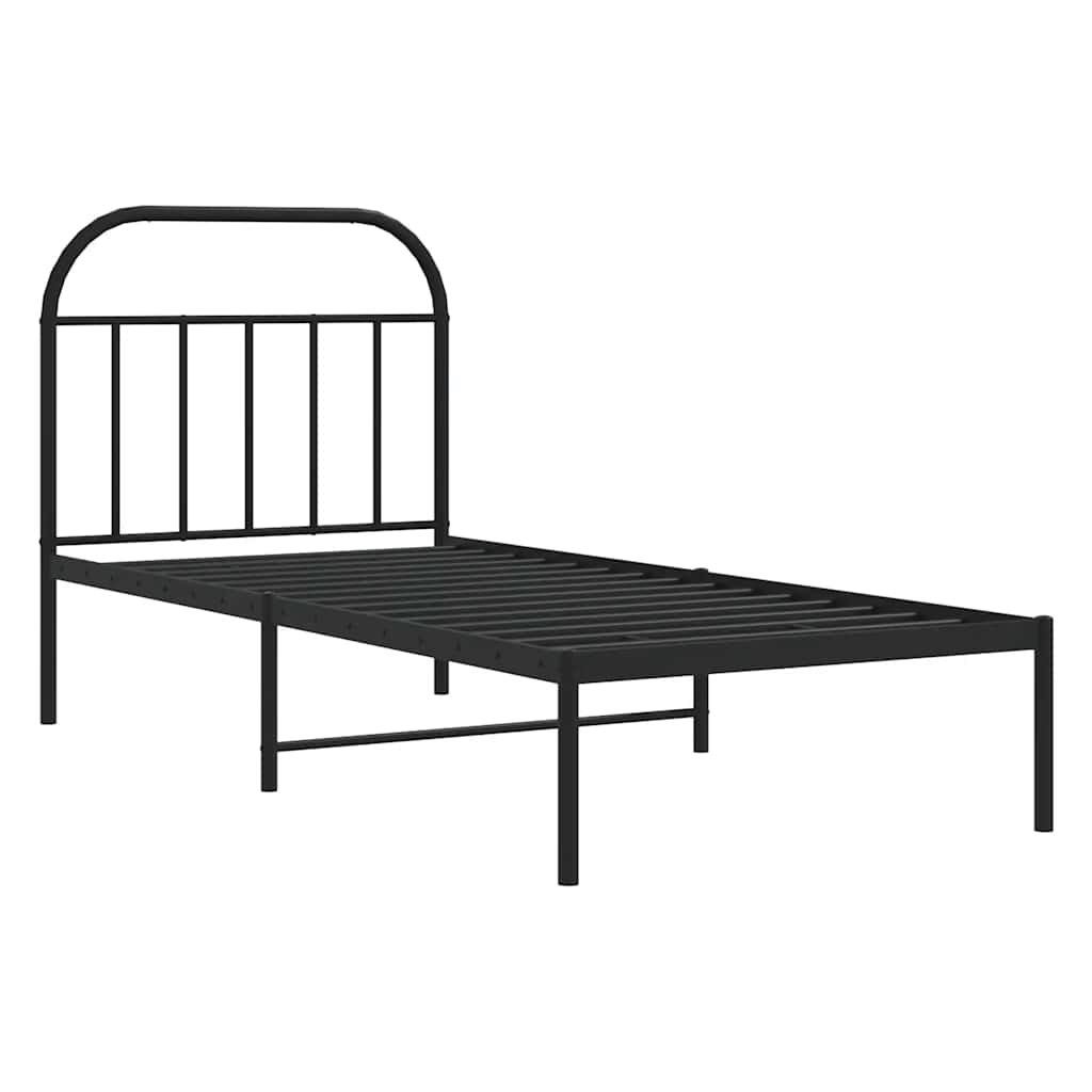 Metal Bed Frame without Mattress with Headboard Black 90 cm 200 cm