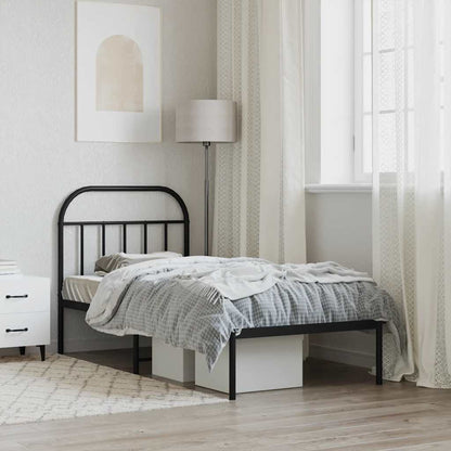 Metal Bed Frame without Mattress with Headboard Black 90 cm 200 cm