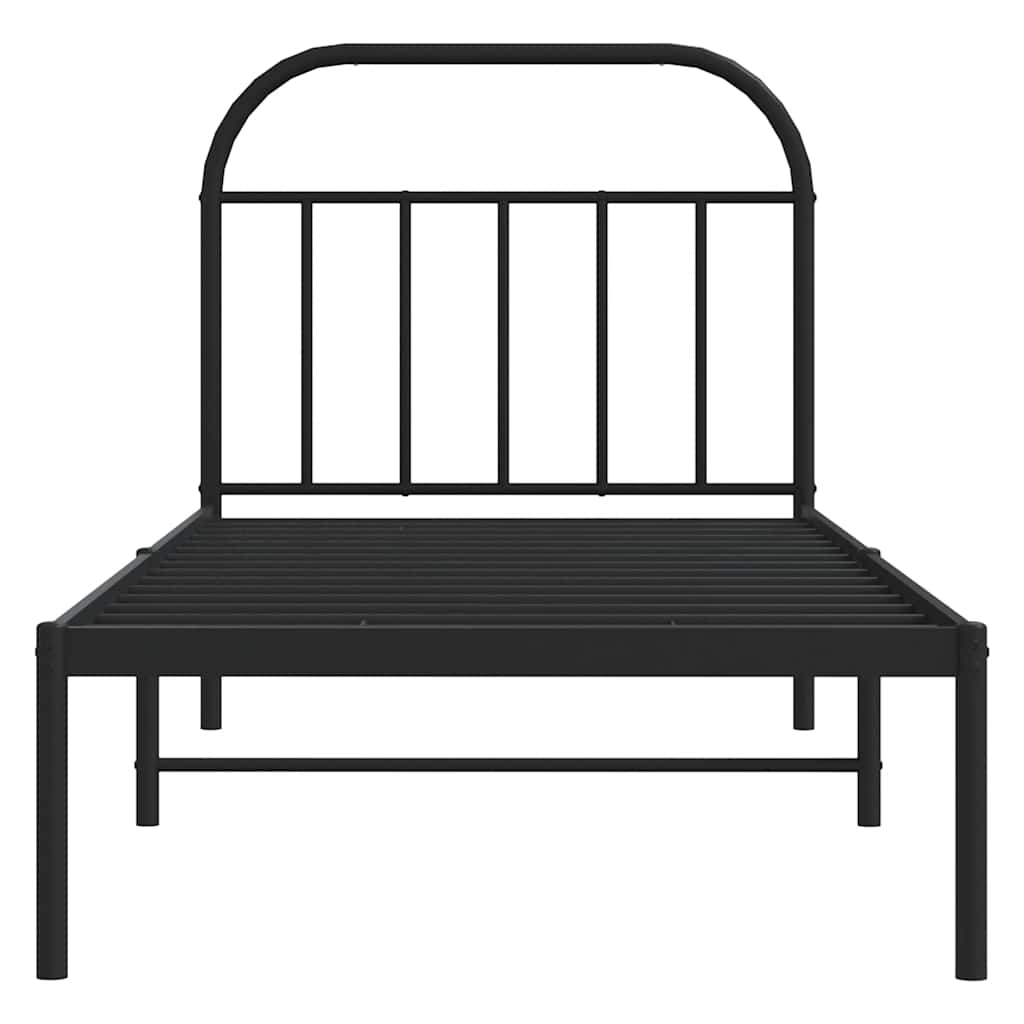 Metal Bed Frame without Mattress with Headboard Black 90 cm 200 cm