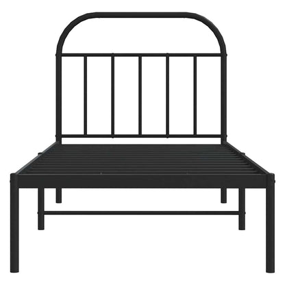 Metal Bed Frame without Mattress with Headboard Black 90 cm 200 cm