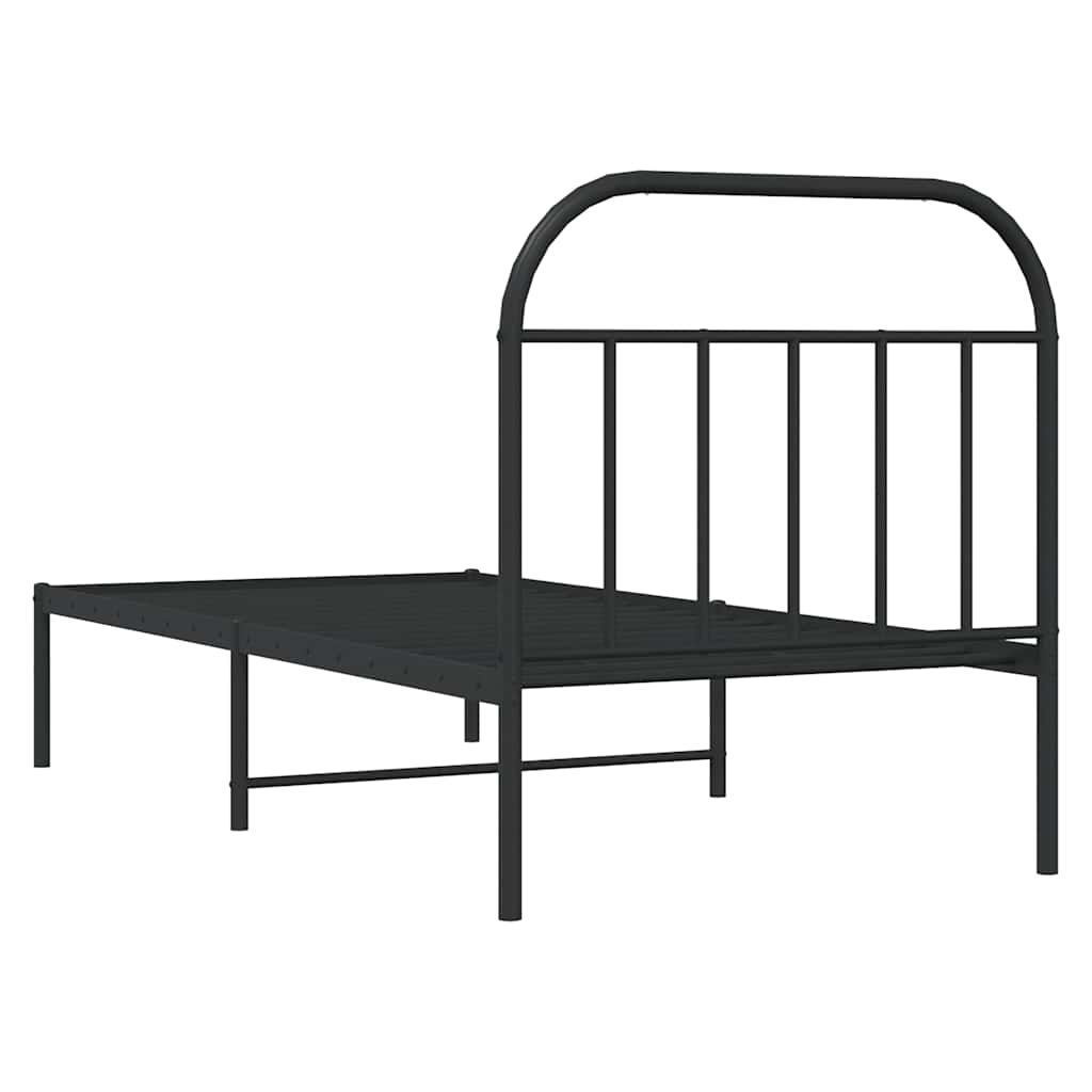 Metal Bed Frame without Mattress with Headboard Black 90 cm 200 cm