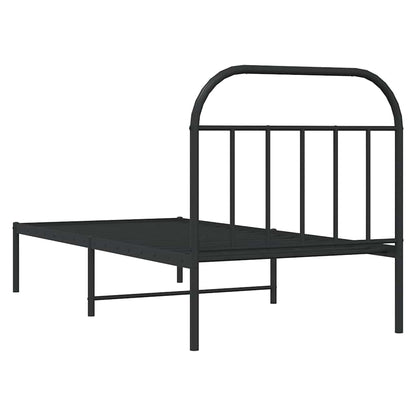 Metal Bed Frame without Mattress with Headboard Black 90 cm 200 cm