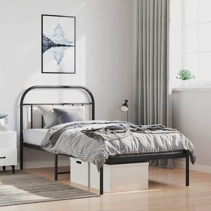 Metal Bed Frame without Mattress with Headboard Black 100 cm 200 cm