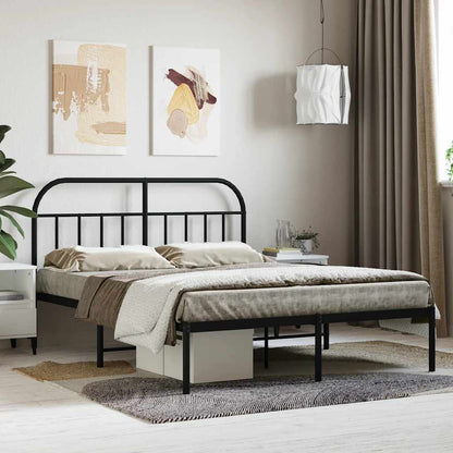 Metal Bed Frame without Mattress with Headboard Black 140 cm 200 cm
