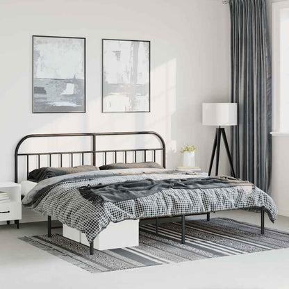 Metal Bed Frame without Mattress with Headboard Black 193 cm 203 cm