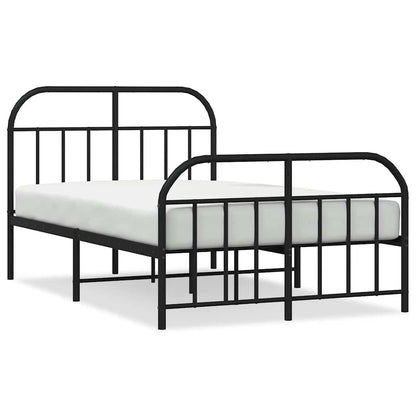 Metal Bed Frame without Mattress with Footboard with Headboard & Footboard Black 120 cm 190 cm