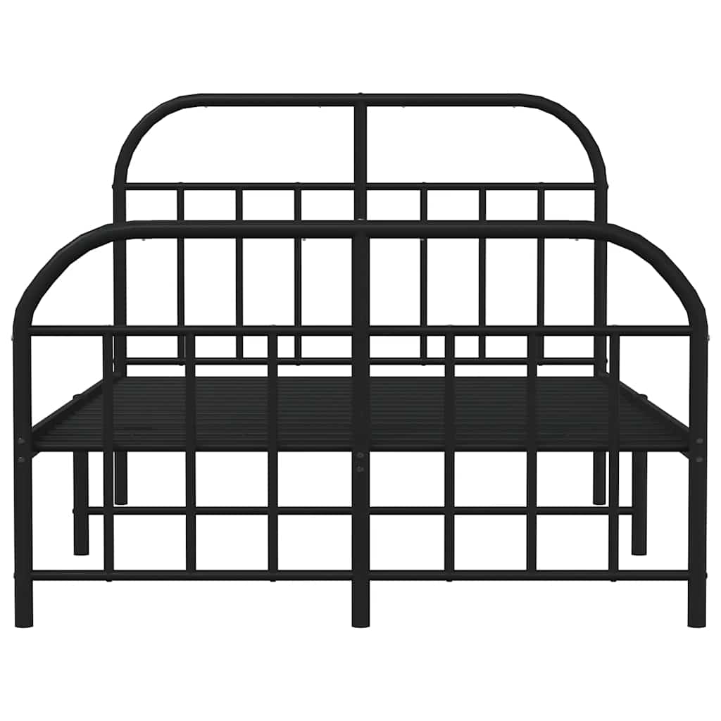 Metal Bed Frame without Mattress with Footboard with Headboard & Footboard Black 120 cm 190 cm