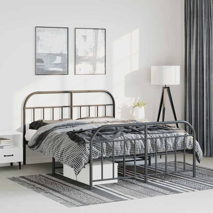 Metal Bed Frame without Mattress with Footboard with Headboard & Footboard Black 150 cm 200 cm