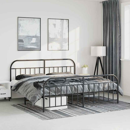 Metal Bed Frame without Mattress with Footboard with Headboard & Footboard Black 193 cm 203 cm