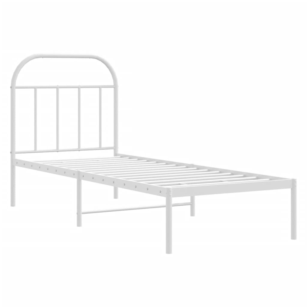 Metal Bed Frame without Mattress with Headboard White 75 cm 190 cm