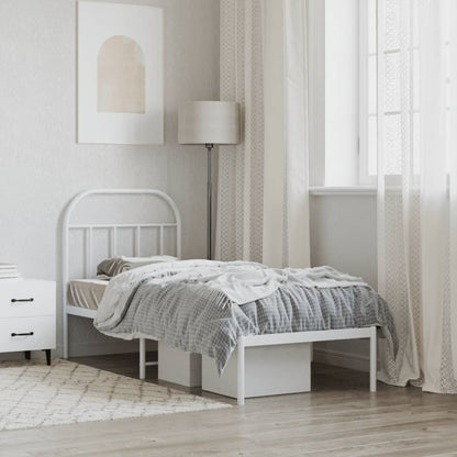 Metal Bed Frame without Mattress with Headboard White 75 cm 190 cm