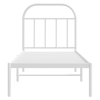 Metal Bed Frame without Mattress with Headboard White 75 cm 190 cm