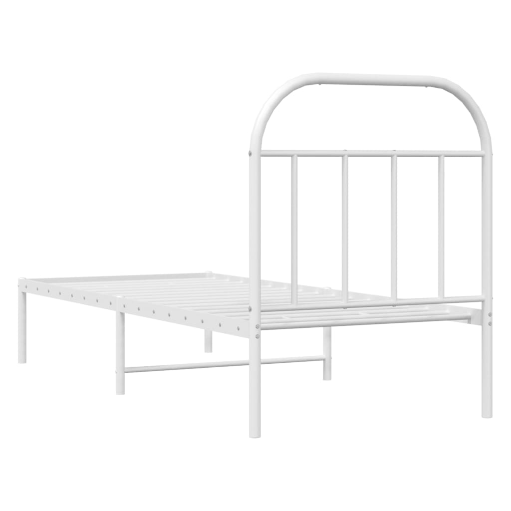 Metal Bed Frame without Mattress with Headboard White 75 cm 190 cm