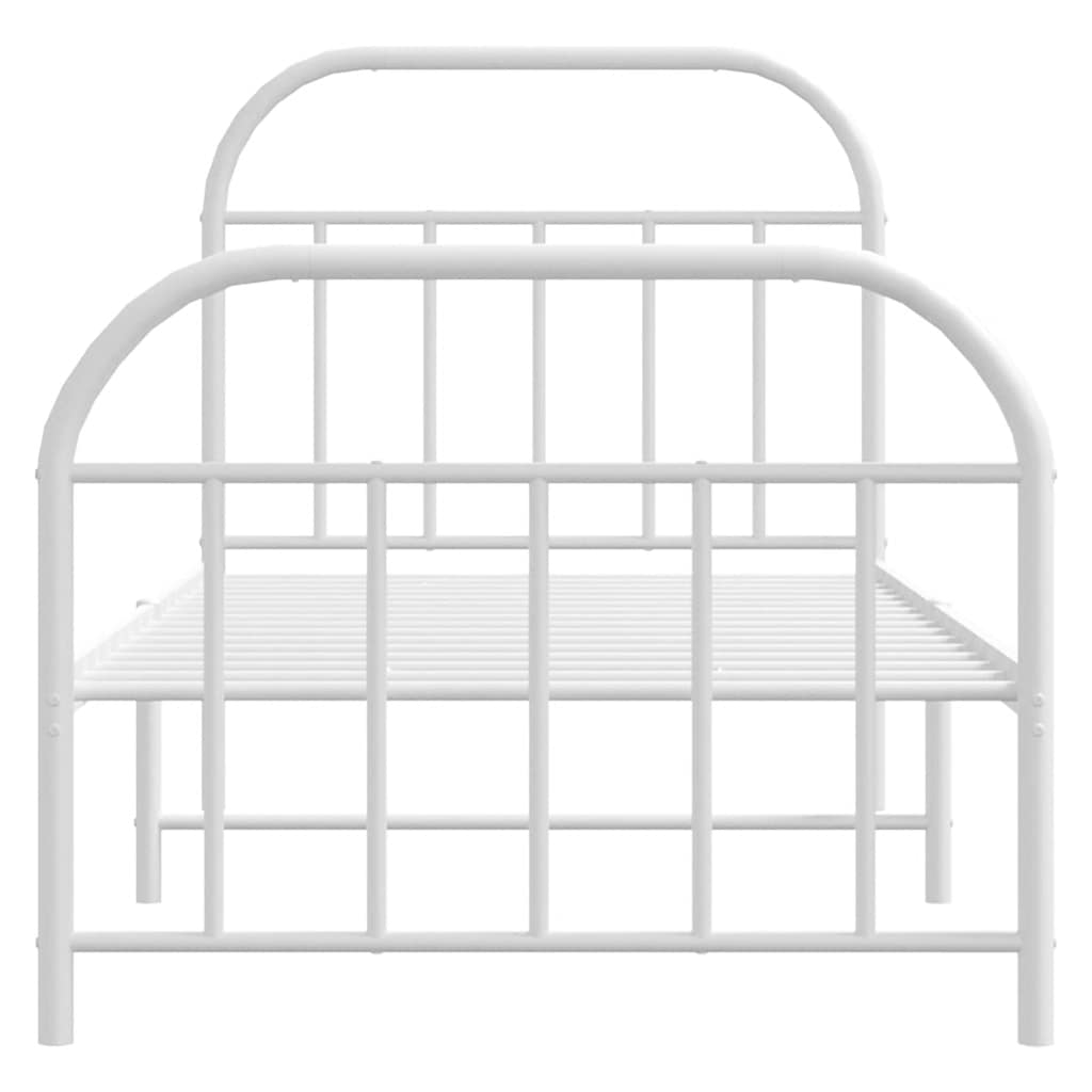 Metal Bed Frame without Mattress with Footboard with Headboard & Footboard White 90 cm 190 cm