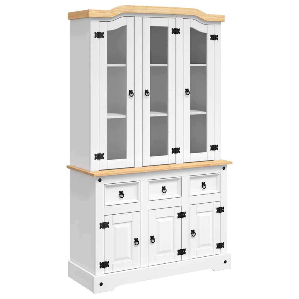 vidaXL Highboard Corona White 112x43x191.5 cm Solid Wood Mexican Pine 2