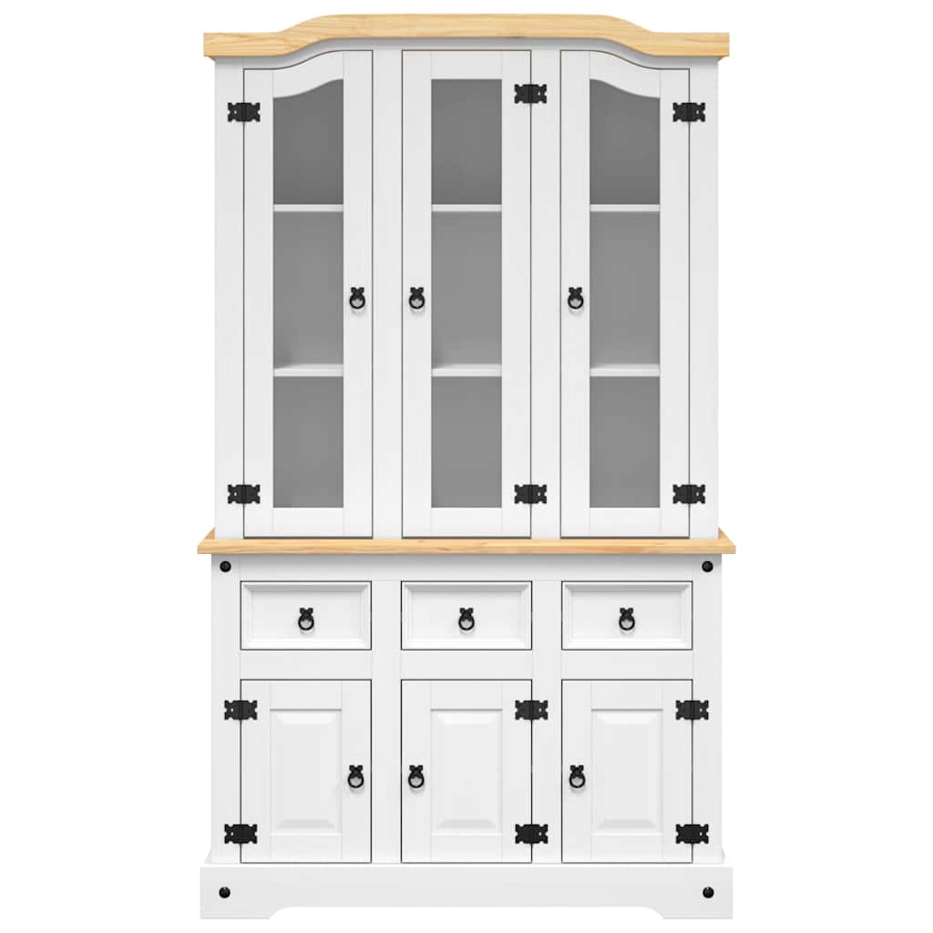 vidaXL Highboard Corona White 112x43x191.5 cm Solid Wood Mexican Pine 4