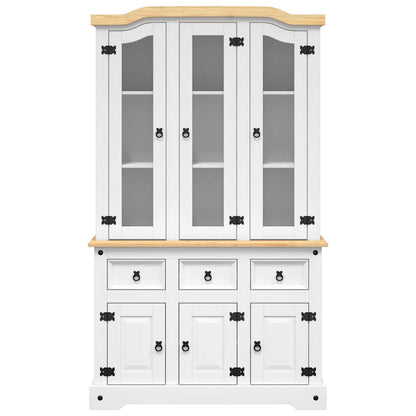 vidaXL Highboard Corona White 112x43x191.5 cm Solid Wood Mexican Pine 4