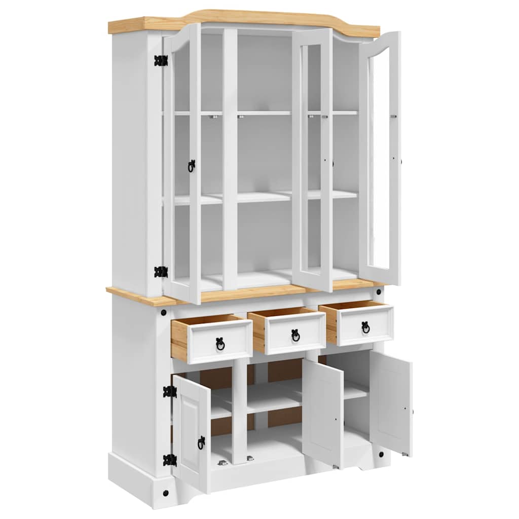 vidaXL Highboard Corona White 112x43x191.5 cm Solid Wood Mexican Pine 5