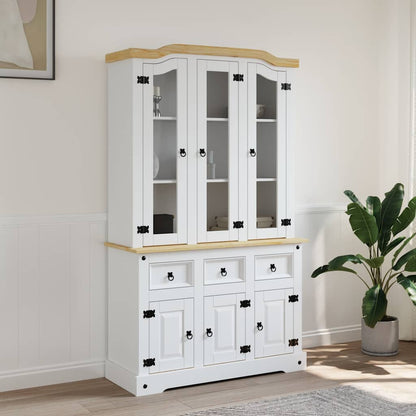 vidaXL Highboard Corona White 112x43x191.5 cm Solid Wood Mexican Pine 1