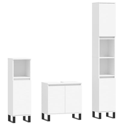 3 Piece Bathroom Cabinet Set Engineered Wood White