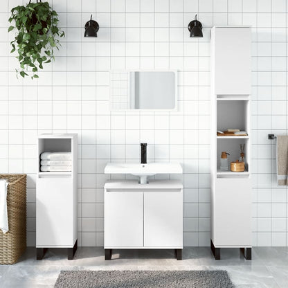 3 Piece Bathroom Cabinet Set Engineered Wood White