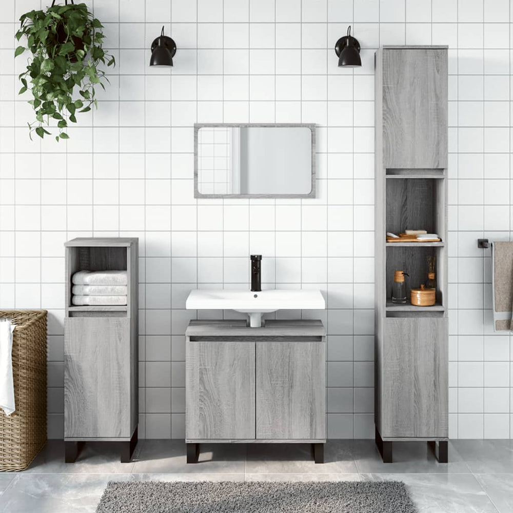 vidaXL 3 Piece Bathroom Cabinet Set Engineered Wood