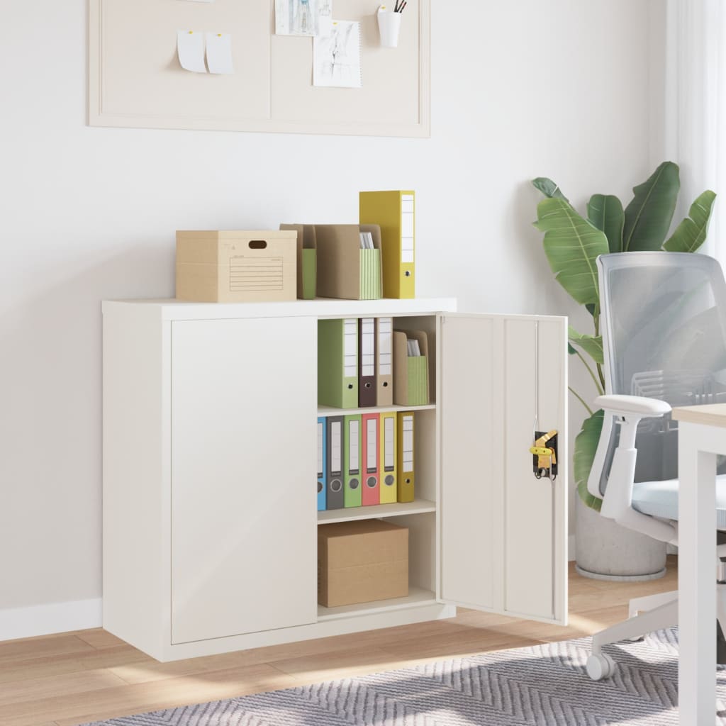 File Cabinet Steel White 90 x 40 x 90 cm