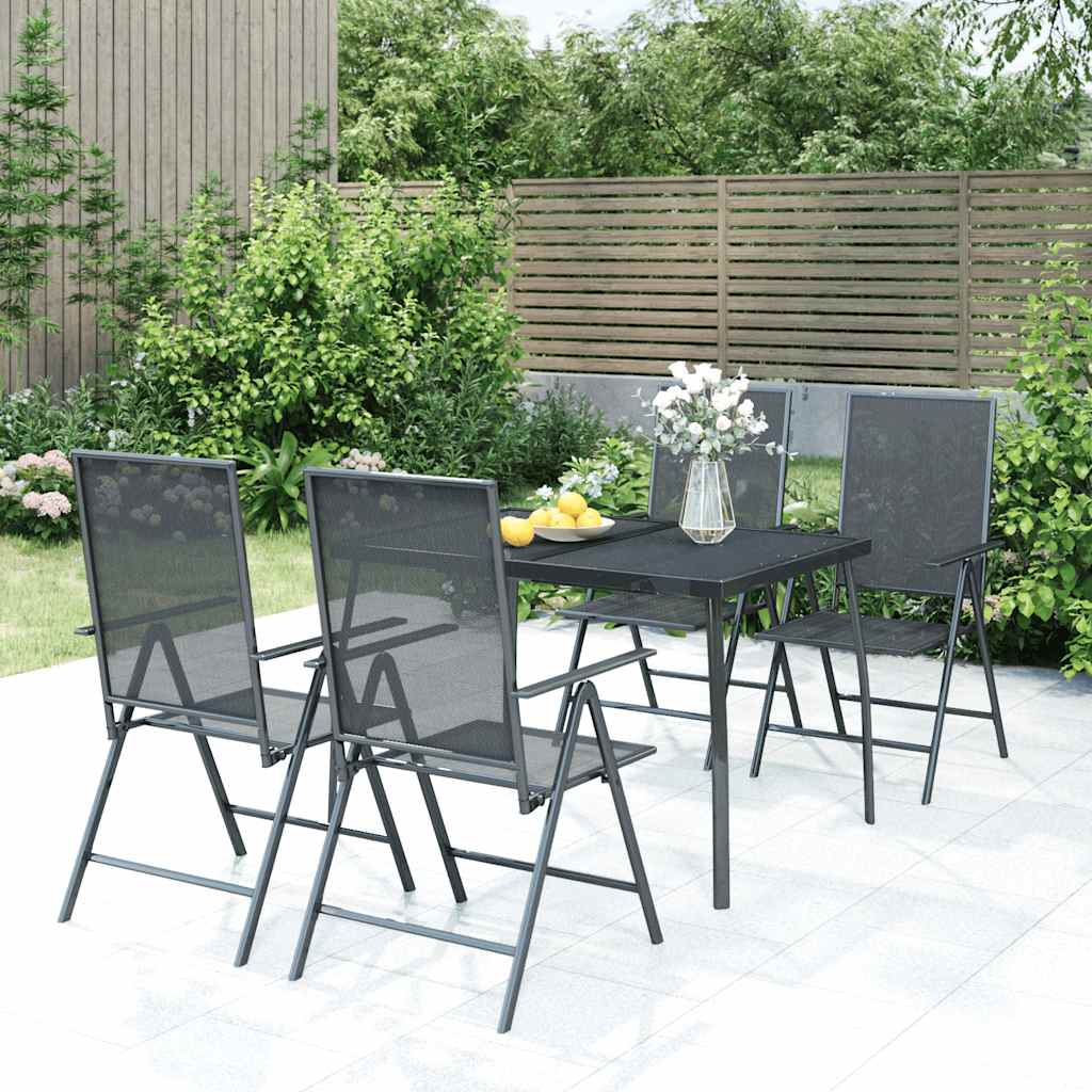 5 Piece Garden Dining Set Anthracite Steel 110 cm table length 4
