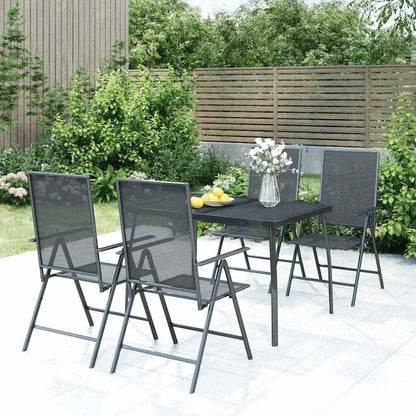 5 Piece Garden Dining Set Anthracite Steel 110 cm table length 4