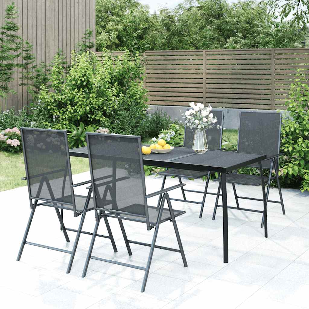 5 Piece Garden Dining Set Anthracite Steel 165 cm table length 4