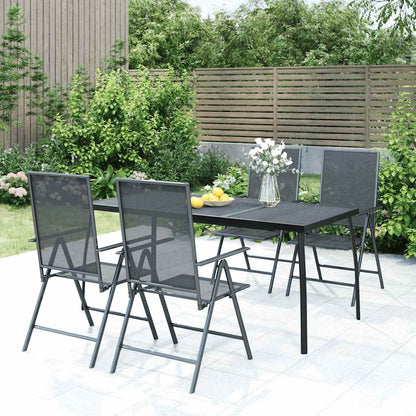 5 Piece Garden Dining Set Anthracite Steel 165 cm table length 4
