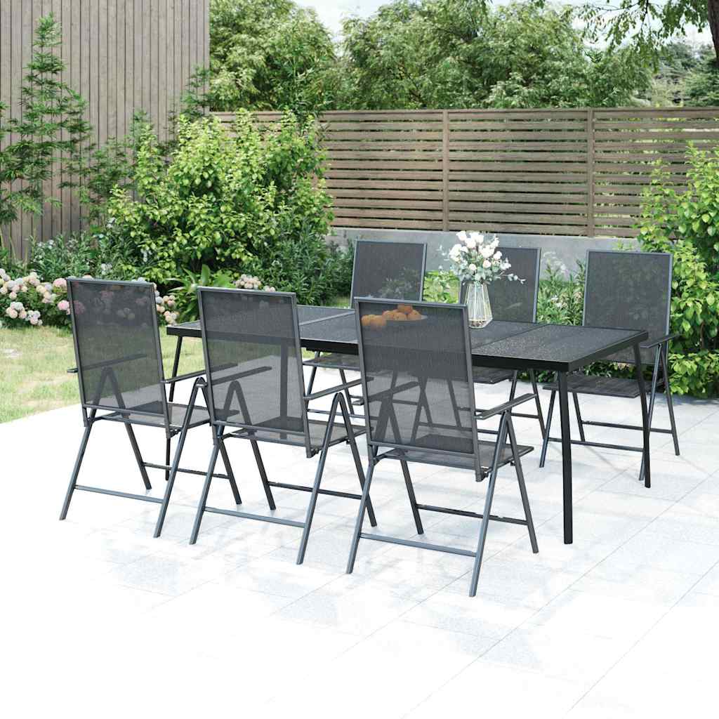 5 Piece Garden Dining Set Anthracite Steel 200 cm table length 6