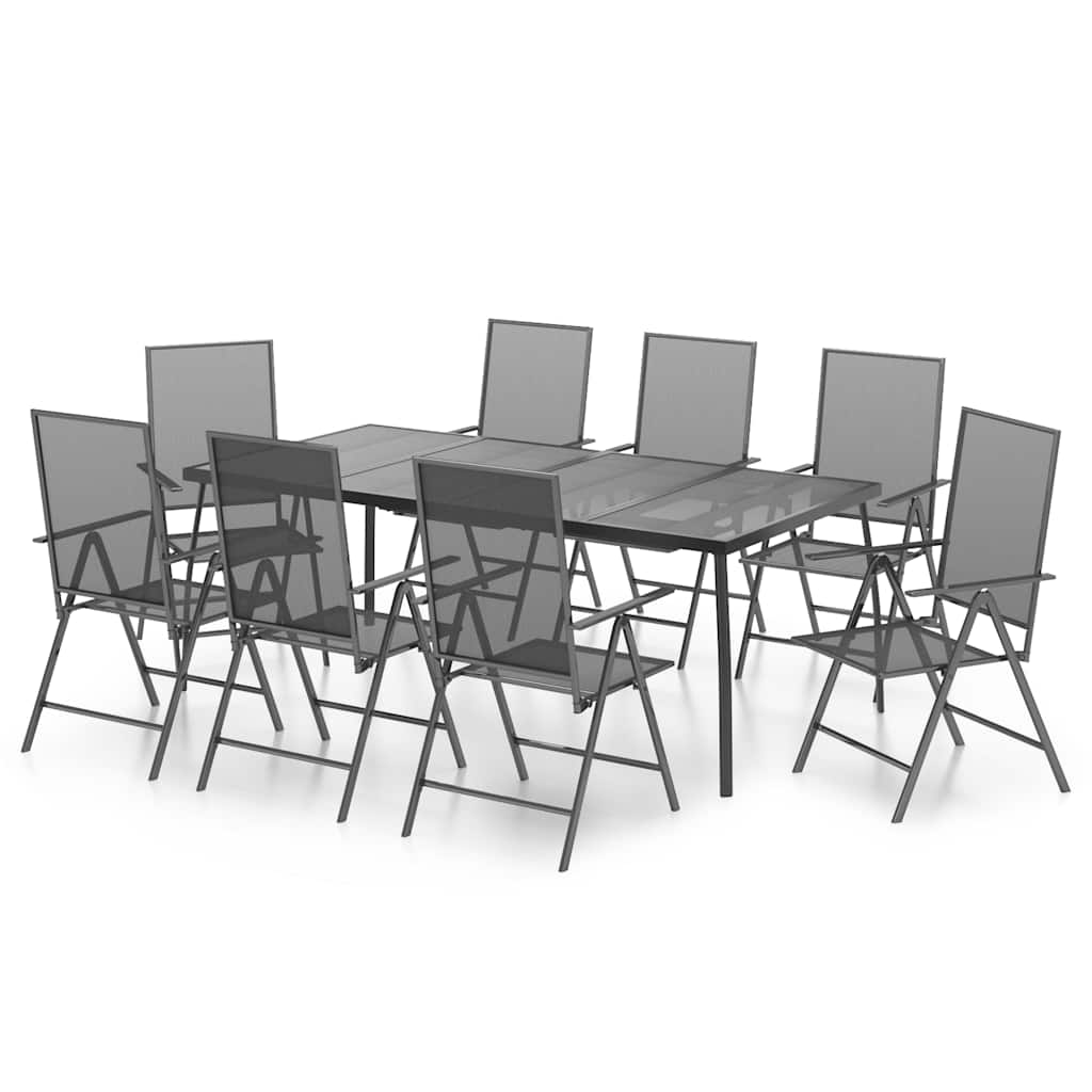 vidaXL 9 Piece Garden Dining Set Anthracite Steel 2