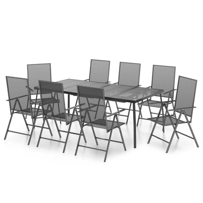 5 Piece Garden Dining Set Anthracite Steel 200 cm table length 8