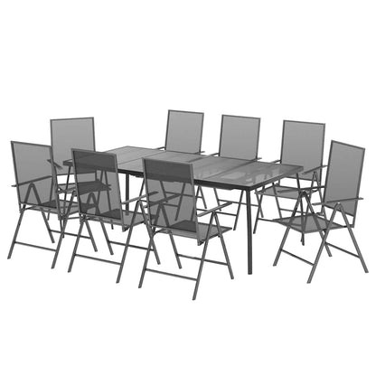 vidaXL 9 Piece Garden Dining Set Anthracite Steel 3