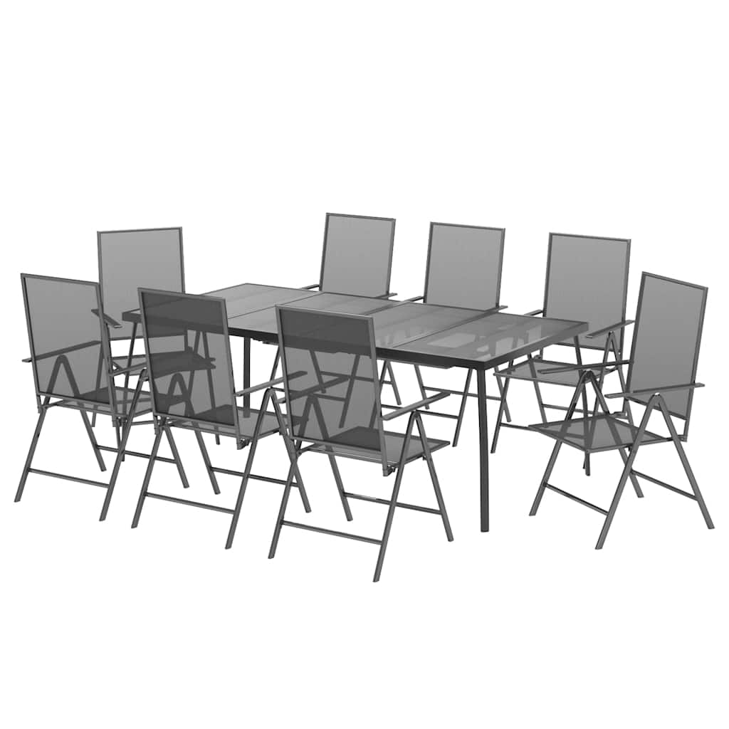 5 Piece Garden Dining Set Anthracite Steel 200 cm table length 8