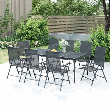 vidaXL 9 Piece Garden Dining Set Anthracite Steel 1