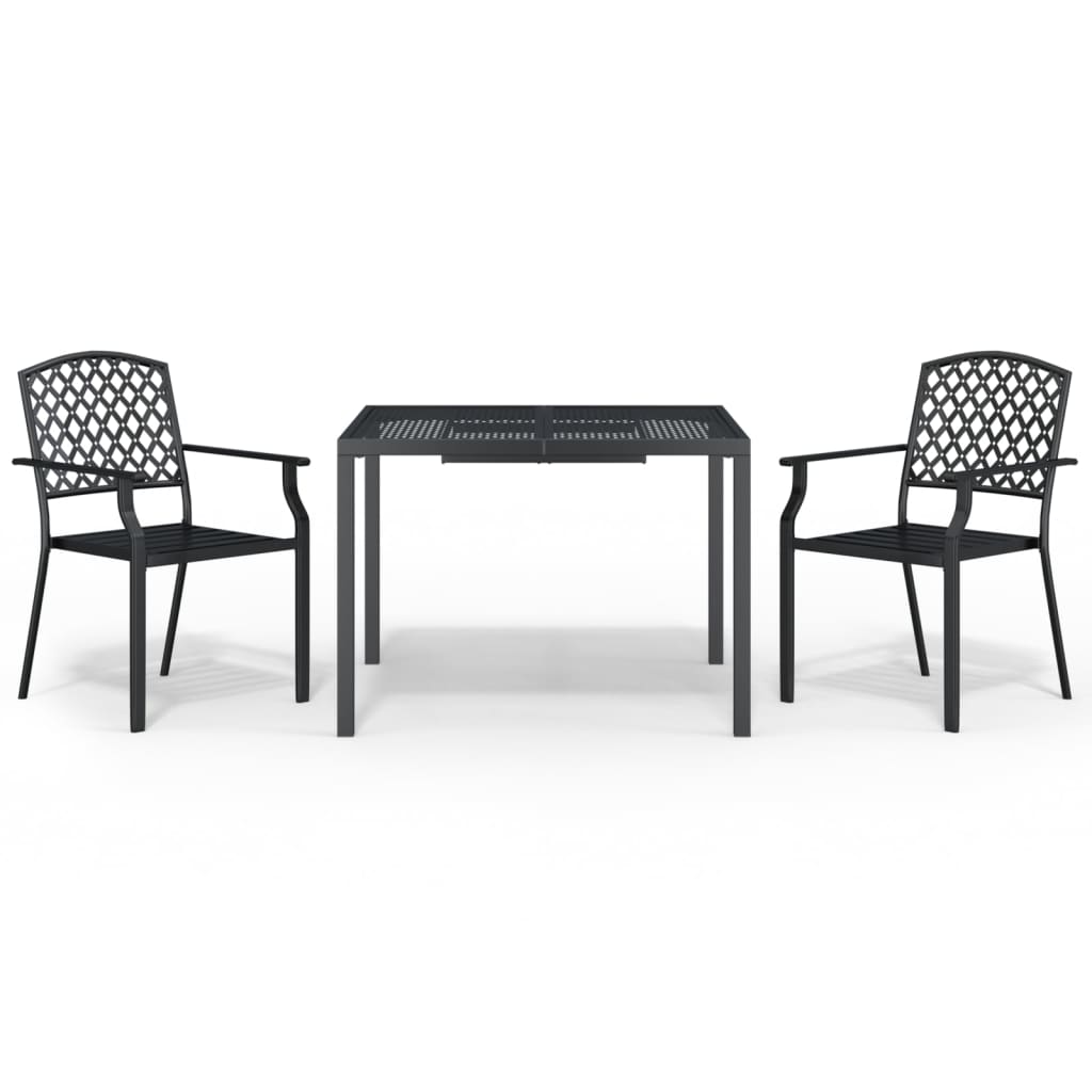 5 Piece Garden Dining Set Anthracite Steel 100 cm table length