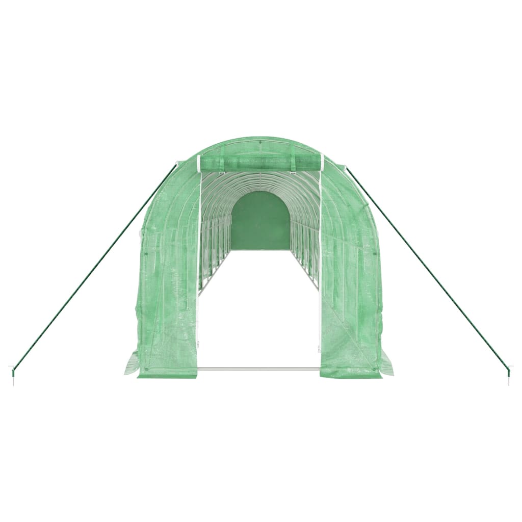 vidaXL Greenhouse with Steel Frame Green 28 m² 14x2x2 m 4