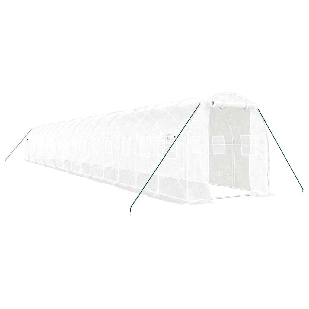 vidaXL Greenhouse with Steel Frame White 32 m² 16x2x2 m 2