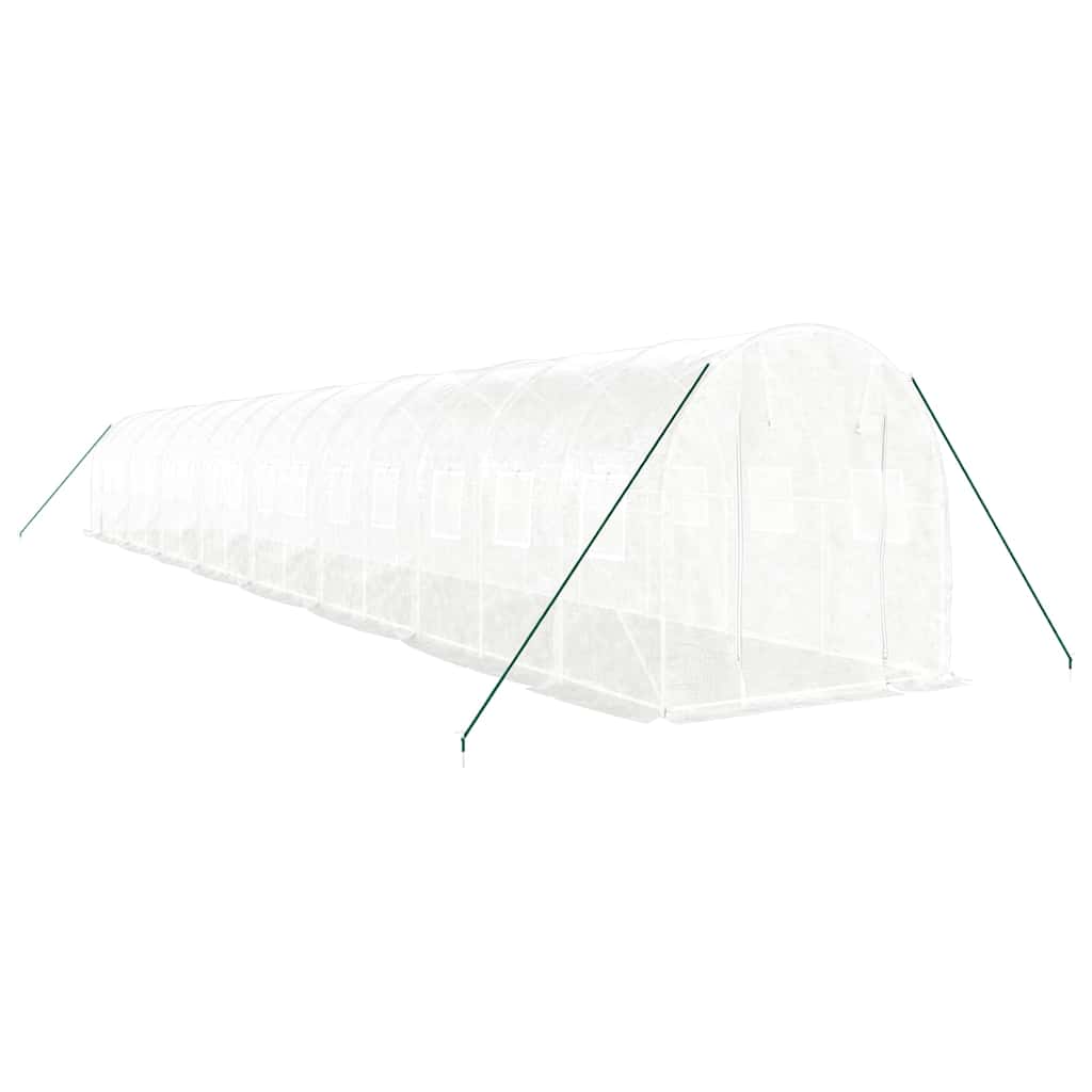 vidaXL Greenhouse with Steel Frame White 32 m² 16x2x2 m 3