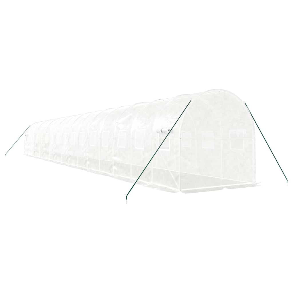 vidaXL Greenhouse with Steel Frame White 32 m² 16x2x2 m 6