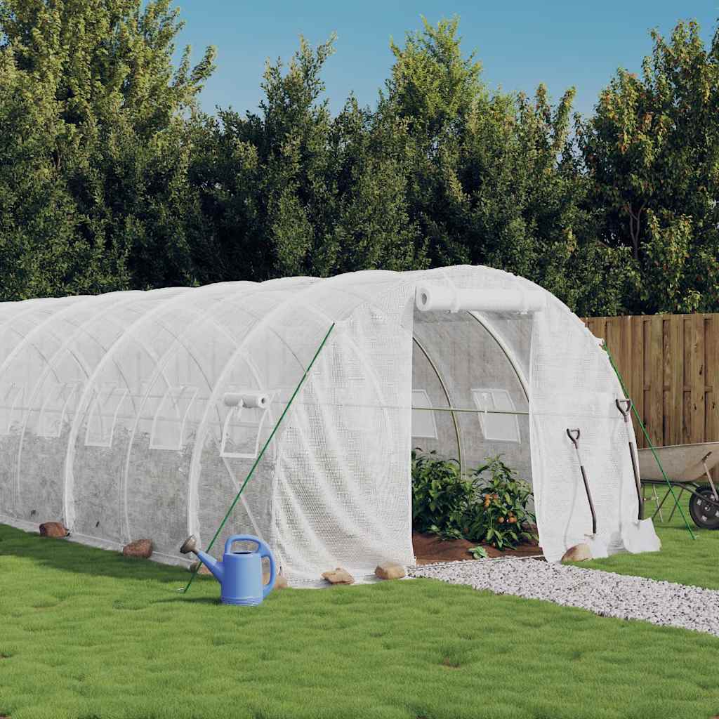 vidaXL Greenhouse with Steel Frame White 48 m² 16x3x2 m 1