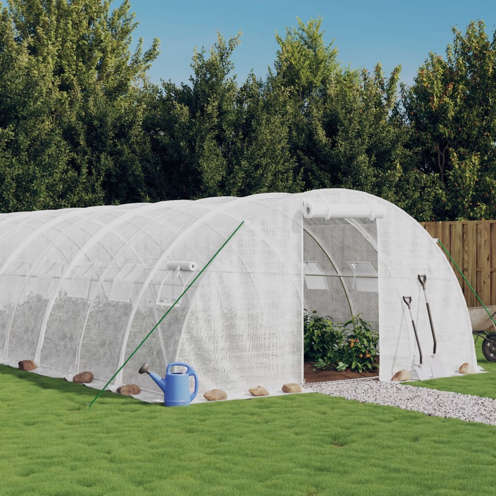 vidaXL Greenhouse with Steel Frame White 64 m² 16x4x2 m 1