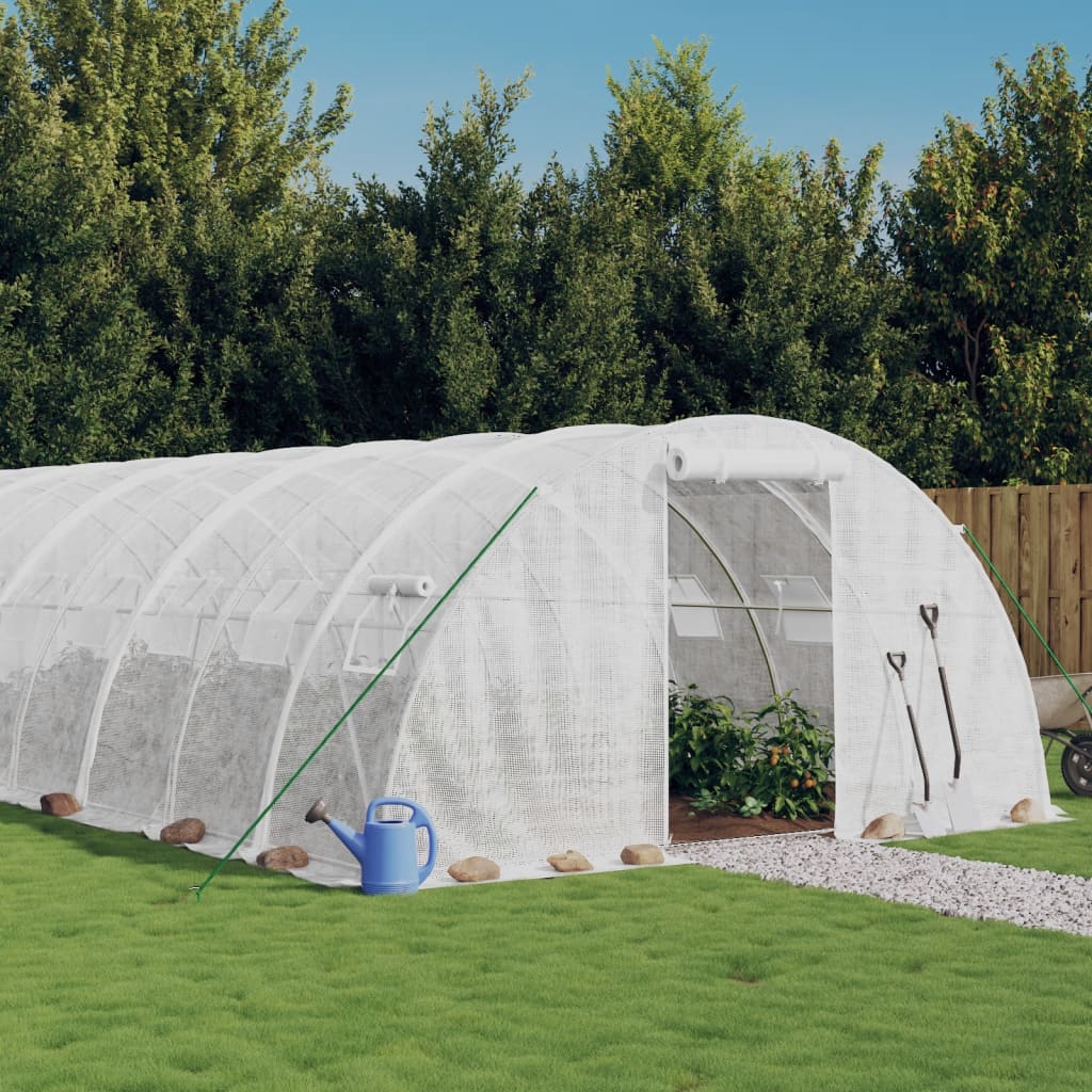 vidaXL Greenhouse with Steel Frame White 96 m² 24x4x2 m 1