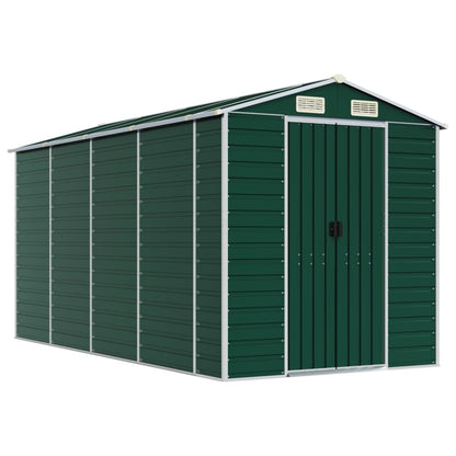 vidaXL Garden Shed Green 191x385x198 cm Galvanised Steel 2