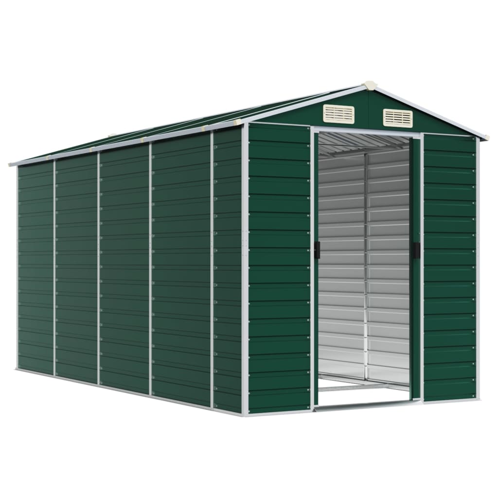 vidaXL Garden Shed Green 191x385x198 cm Galvanised Steel 3